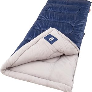 Coleman Brazos 20°F/30°F Adult Sleeping Bag, Cool-Weather Sleeping Bag with No-Snag Zipper & Stuff Sack, Machine Washable