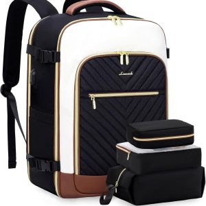 LOVEVOOK Large Travel Backpack for Women, TSA Carry on Backpack for Airplanes, 40L Personal Item Travel Bag for Women fits 17" Laptop,Waterproof Carry on Bag Airplane Approved with 3 Packing Cubes